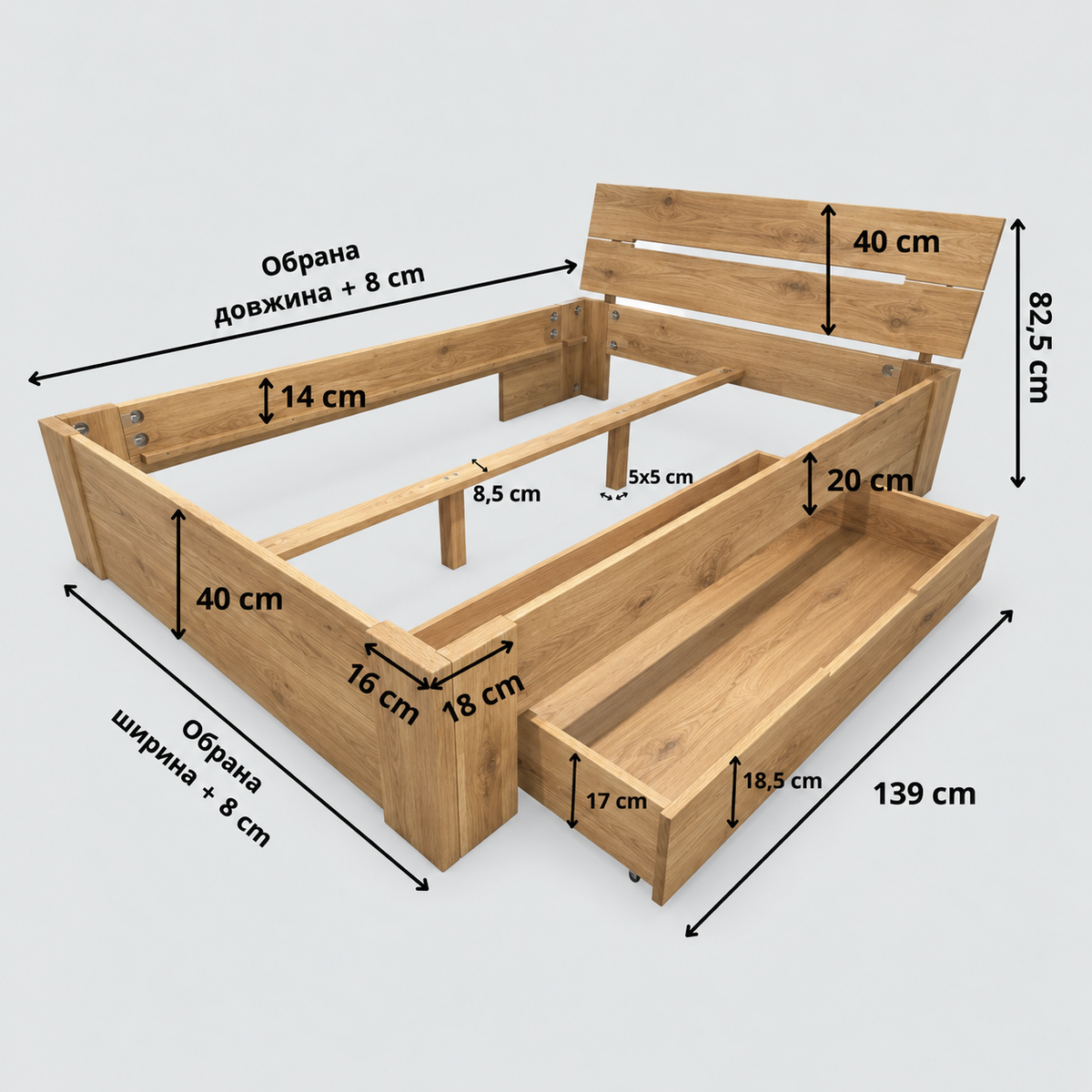 Elsa Bed – Solid Oak